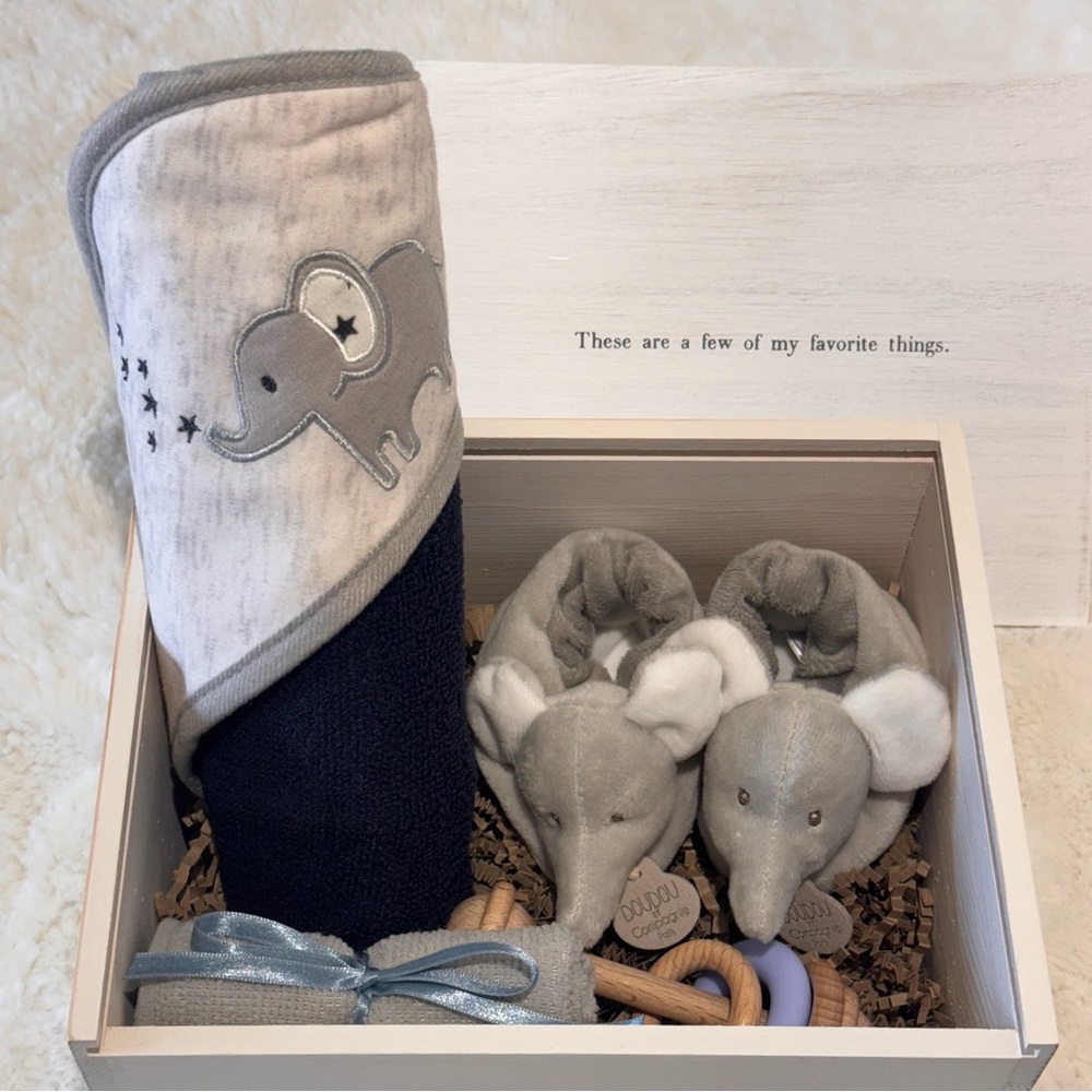 Elephant Baby Gift Set with Blanket and Booties